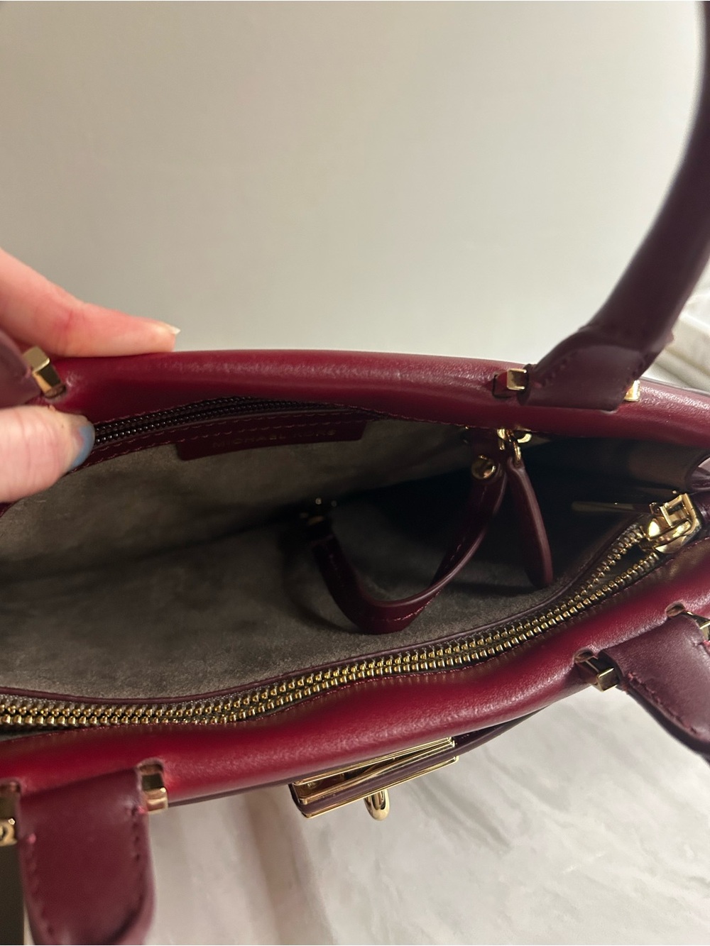 Michael Kors Burgundy Satchel with Red Card Wallet - Picture 11 of 16